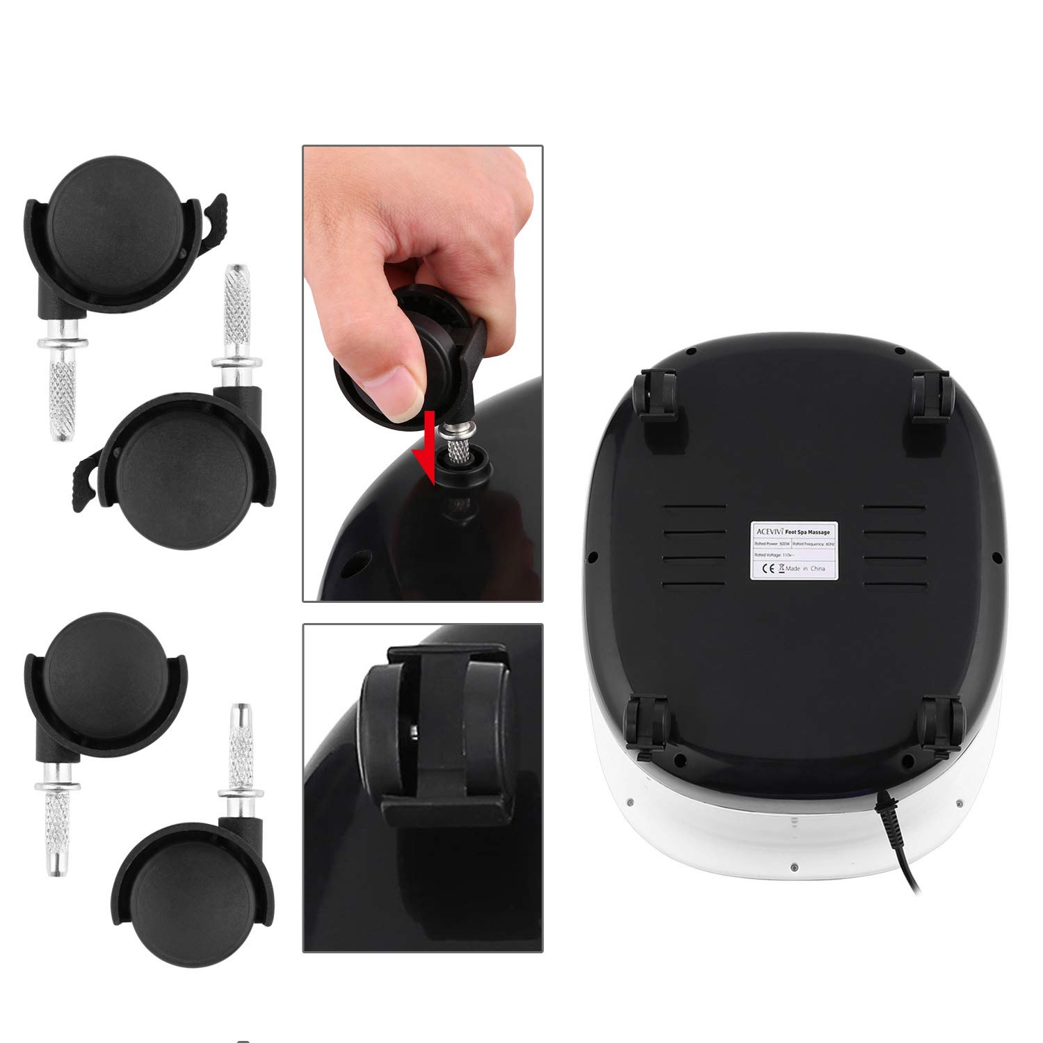 ACEVIVI Foot Spa Bath Massager with Massage Rollers and Balls(Motorized) for Health and Cleaning, Feet Bath Tub with Heat and Bubbles, Temp+/-, Timer, and Modes Control, Rotating Pedicure Stone: Beauty