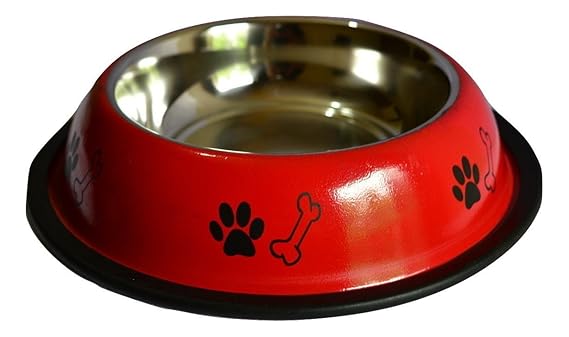 MUNCHOS Stainless Steel Dog Food Bowl - Medium Size (Color May Vary)