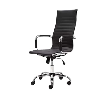 LAKDI Pu Leatherite High Back Chair with Swivel (Black)