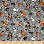 Maywood Studio Halloweenie Tossed Halloweenies Gray Fabric By The Yard