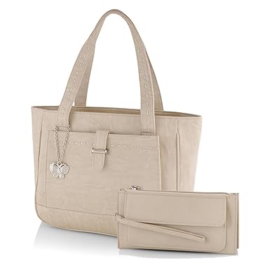 Butterflies Womens Handbag (Cream) (BNS WB0128)