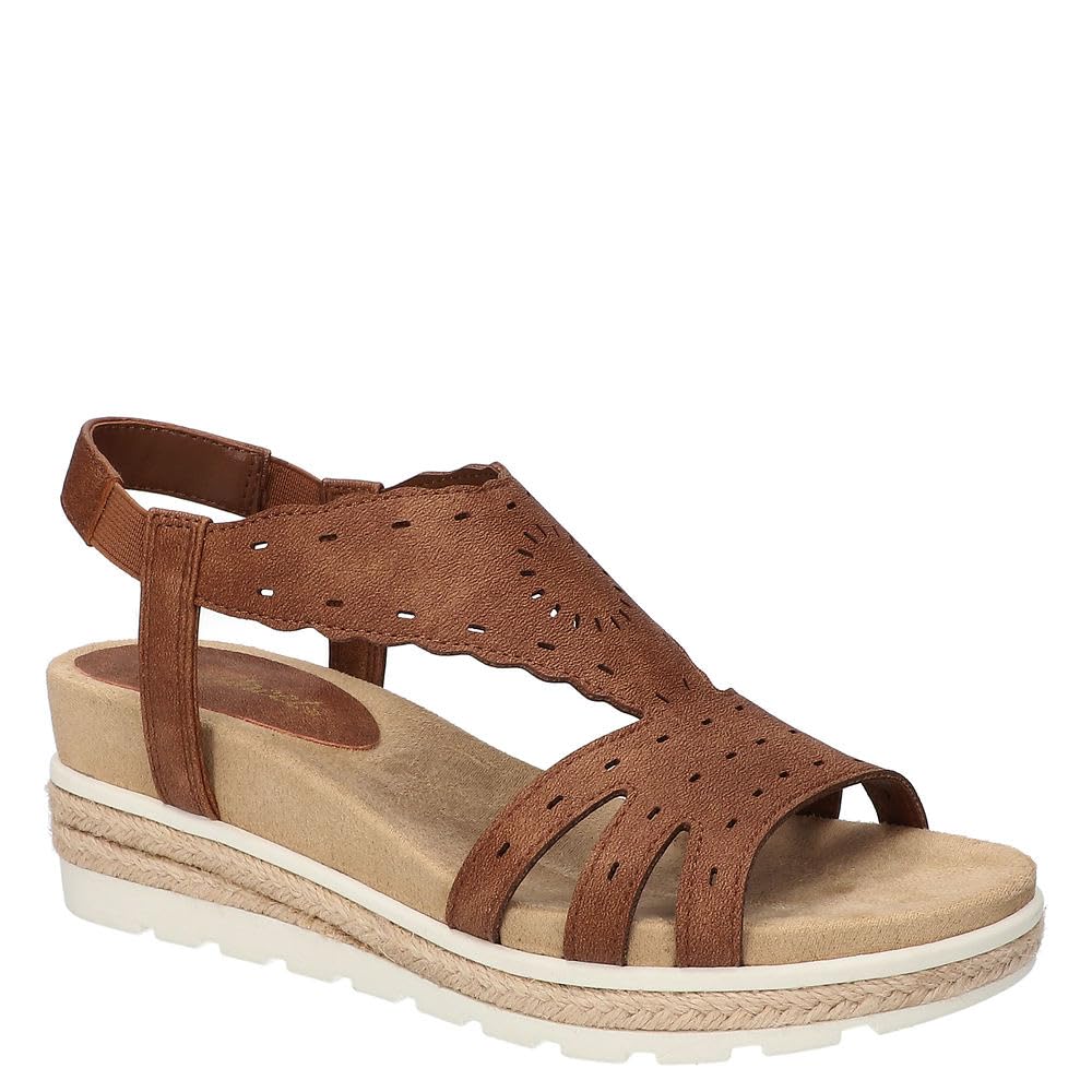 Easy Street Women’s Fran Wedge Sandal, Tan, 12 Wide