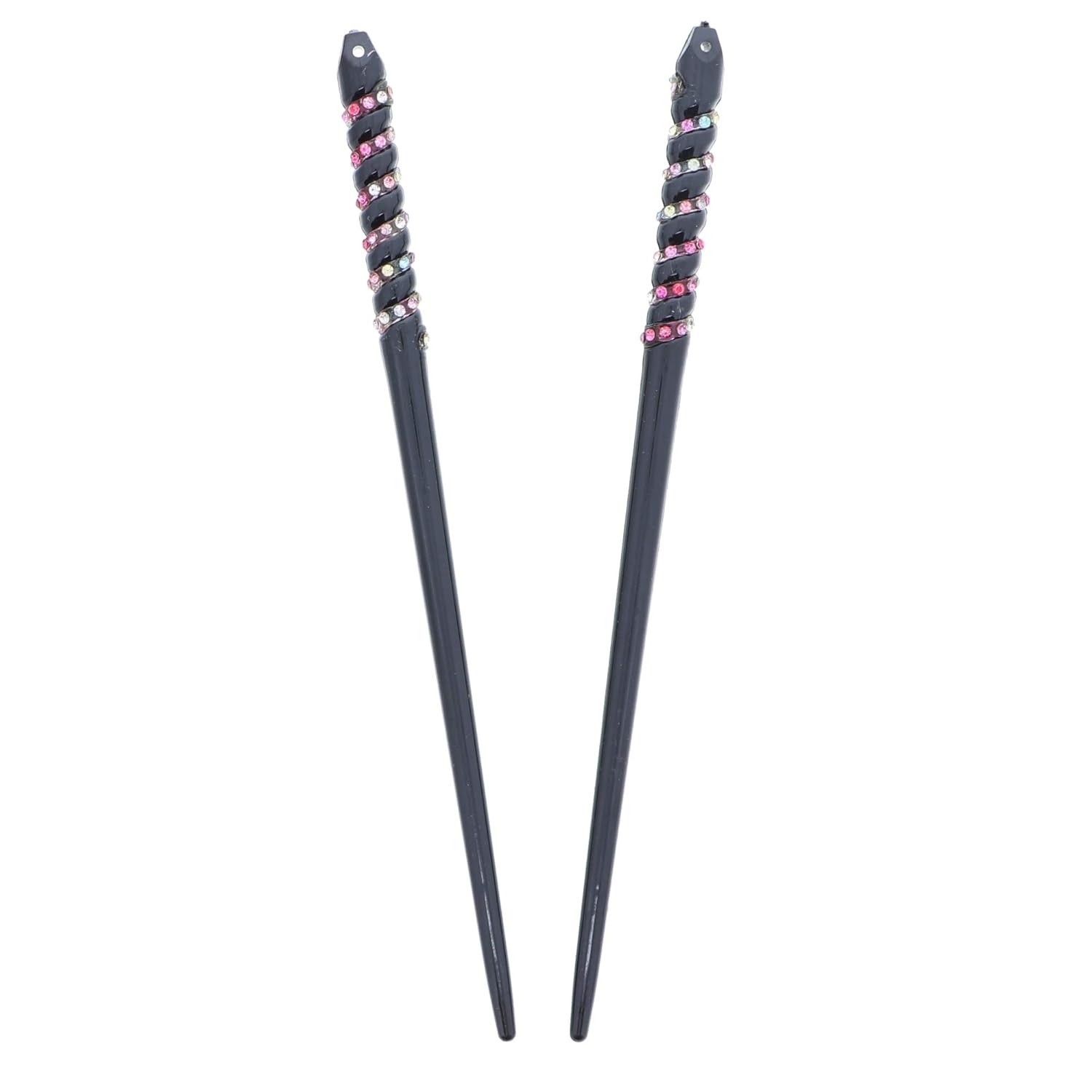 Black Twirly Design Diamond Hair Stick Chop Sticks