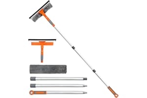 ARTIPOLY Squeegee for Window Cleaning - 2 in 1 Window Cleaning Tool Kit with 55” Extension Pole, Window Washing Equipment with 180° Adjustable Head for Indoor/Outdoor Window and Car Glass