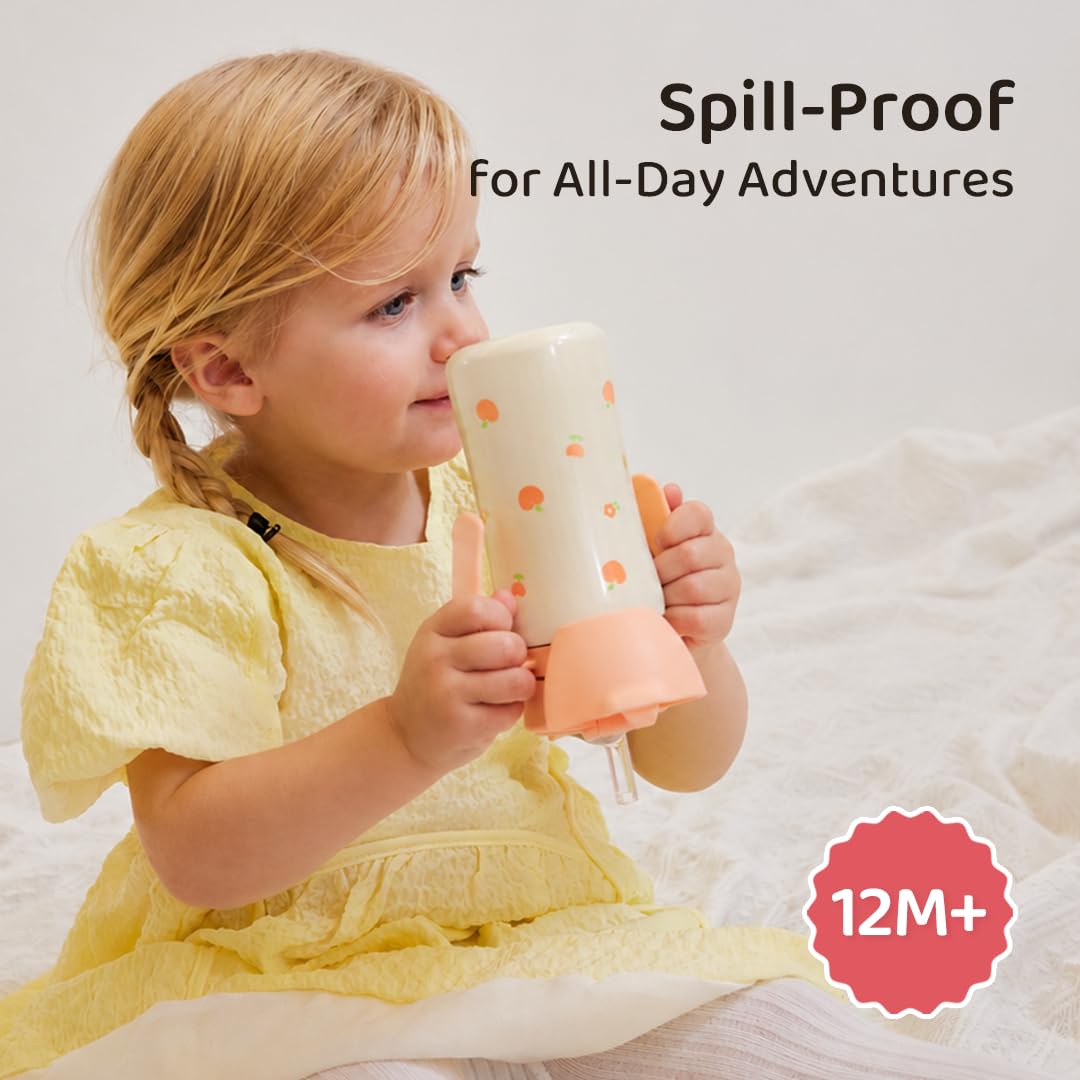 Condition photo showing New/Like New for grosmimi stainless steel baby straw cup, insulated spill-proof sippy cup with carry strap & flip-top