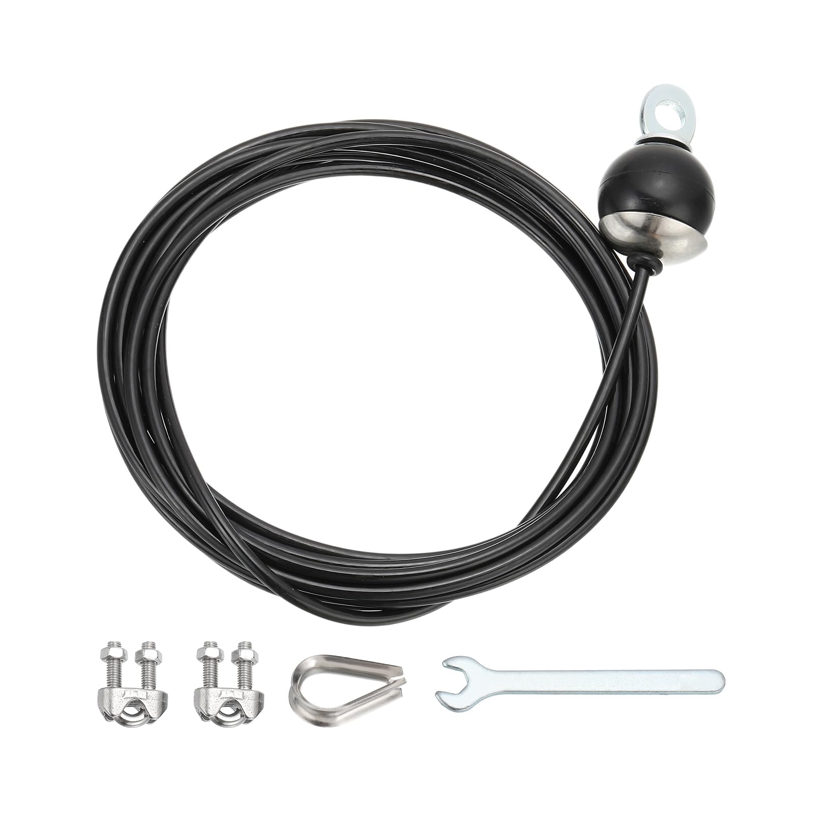PATIKIL Pulley Cable, Adjustable Fitness Cable Pulley System Replacement Thick 4mm Heavy Gym Cable Pulley Attachment for Home Cable, Black (E-5m)