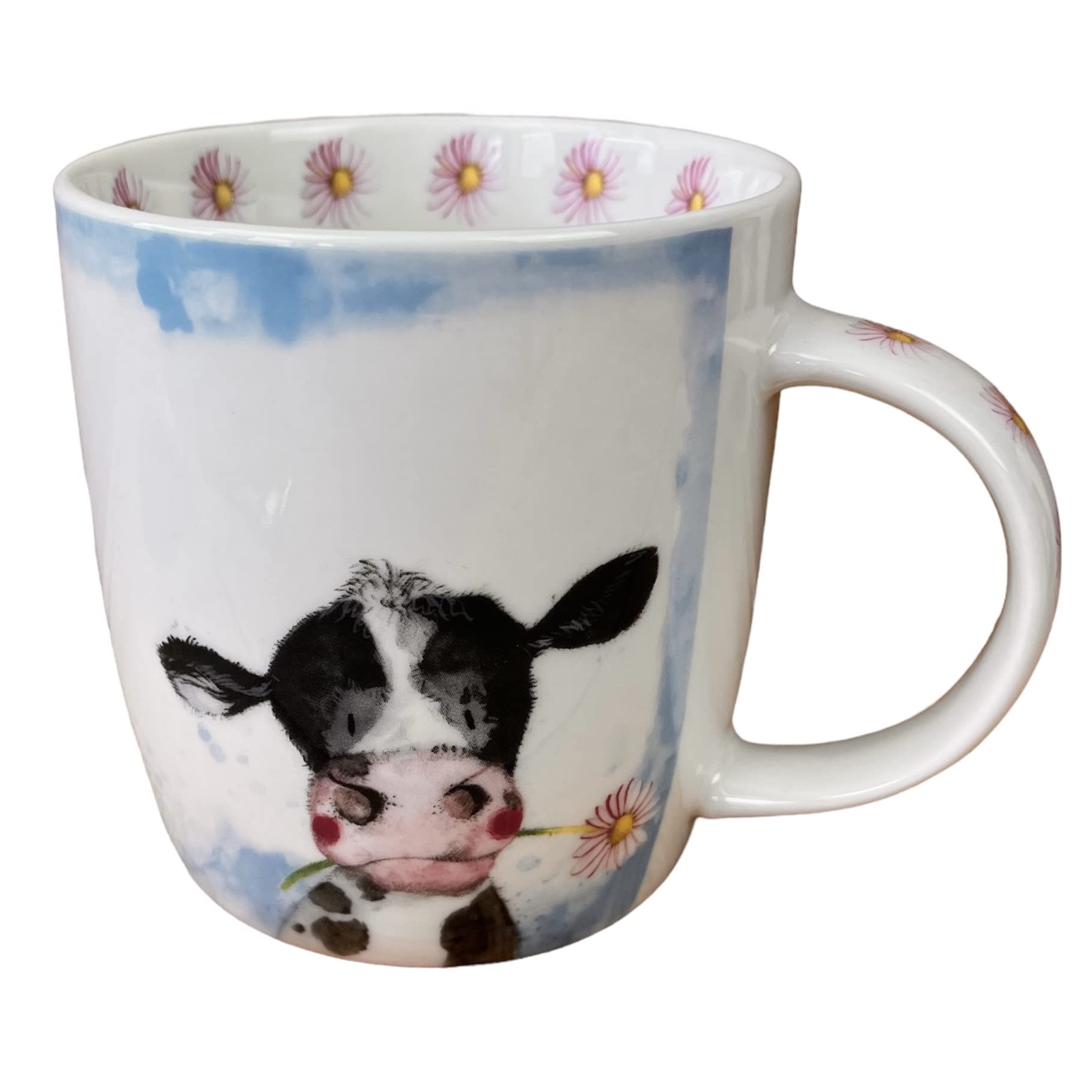 Alex Clark Sunshine Cow Mug - Farmyard Animals - Cow & Daisy - Original Artwork - Cup for Animal Lovers - Gift Ideas - Perfect for Coffee & Tea - Vegan Friendly - Designed in The UK...