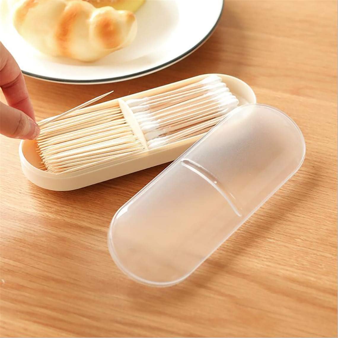 RUJFISH Swab Storage Organizer Case Cosmetic Makeup Travel Cotton Two Grid Dustproof Storage Box Holder