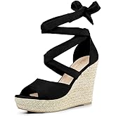 Allegra K Women's Lace Up Espadrilles Platform Platform Wedges Sandals