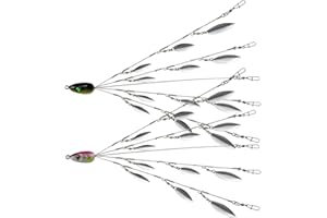 ILURE 5 Arms Alabama Umbrella Rig Fishing Ultralight Tripod Bass Lures Bait Kit Junior Ultralight Willow Blade Multi-Lure Rig (12 Blade 2pcs)