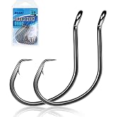 Circle-Hooks-for-Catfish,4X Strong Live Bait Non-Offset Wide Gap Hook | High Carbon Alloy Steel Circle Fishing Hooks for Saltwater Freshwater Catfish, Striped, Bass, Mackerel,Tuna Size 1-5/0