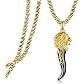 Zaruiqun Italian Horn Necklace 925 Sterling Silver Gold Horn Lion Necklace Italian Jewelry Gifts for Men Women