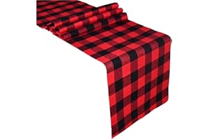 Senneny Buffalo Check Table Runner Cotton Red and Black Plaid Classic Stylish Design for Family Dinner Christmas Holiday Birthday Party Table Home Decoration (Red and Black, 14 x 72 Inch)