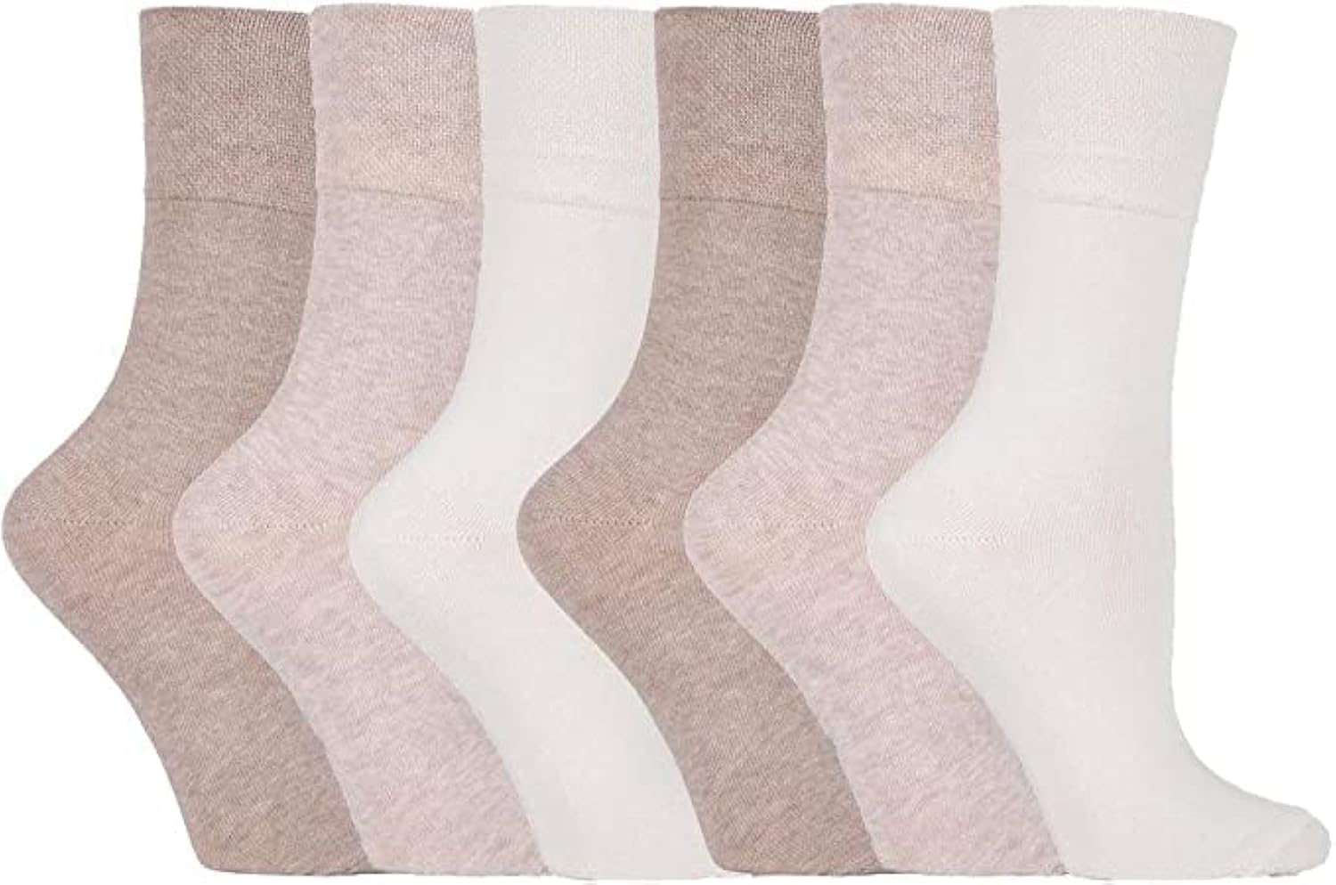 ZRWASKA® Diabetic Socks For Women Wide Honey Comb top soft cuff Ankle Oedema friendly Non-Elastic Grip for Swollen feet Leg Non-Binding Circulatory Neuropathy Sock 4-8 (Pack 6) (Light Brown (6 Pairs))