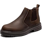 Holy dove Men's Wide Toe Box Platform Chelsea Boots Slip-On Casual Ankle Dress Boot