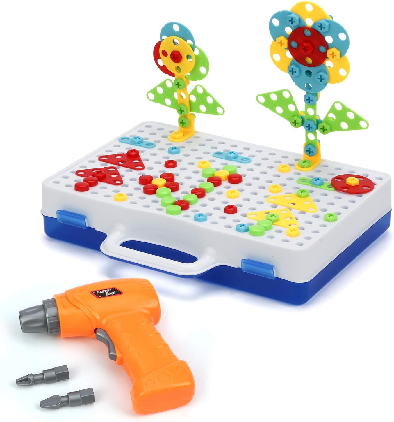 Regalos para Niños LEADSTAR Tablero de Mosaico Juguete 237 Piezas Eléctrico Desmontable 3D Caja Herramientas Bricolaje Puzzle Infantiles Creativos Juguetes Bloques Construccion Rompecabezas Bebés y primera infancia Desarrollo de habilidades motoras