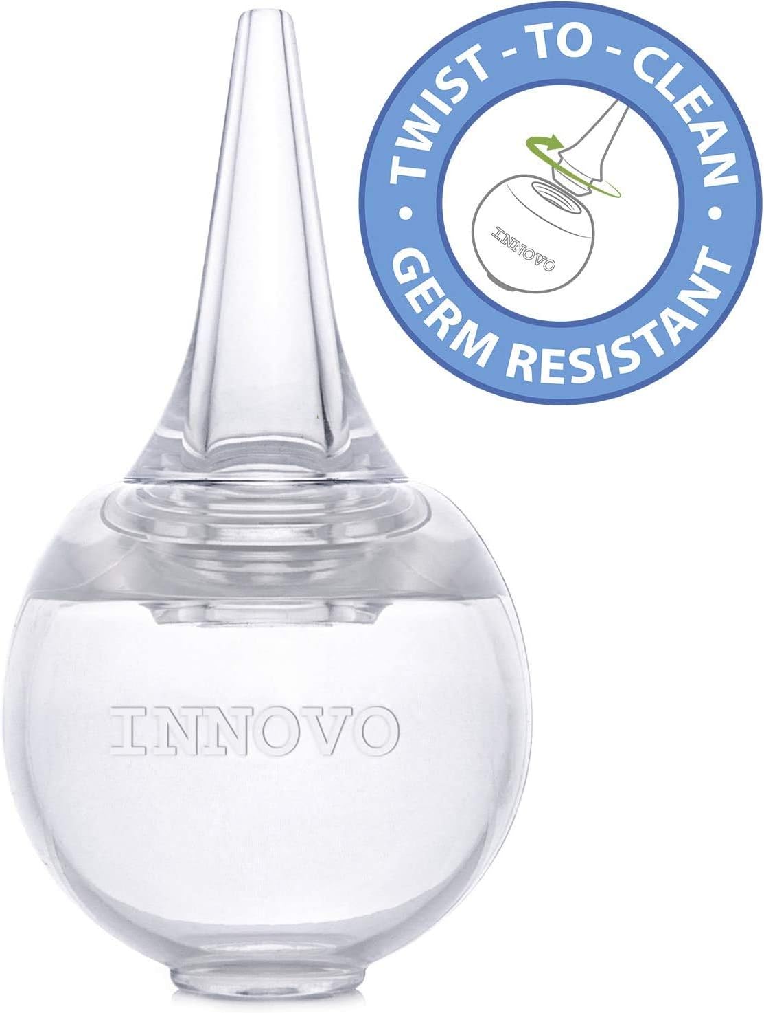 Innovo Hospital Grade Silicone Twister Bulb Baby Ear Syringe and Nasal Aspirator, Snot Sucker and Mucus Sucker, Non-Toxic Nasal Ear Bulb, Cleanable and Reusable, Clear White: Health & Personal Care