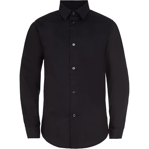 Amazon.com: Calvin Klein Boys' Long Sleeve Patterned Dress Shirt, Button- down Style With Buttoned Cuffs, Metallic Black, 8 Husky: Clothing, Shoes &  Jewelry