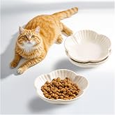 Mecaikru Ceramic Cat Food Bowls, Whisker Friendly Shallow Plates Set of 3 | Use separate dishes for wet meals, dry kibble, water, milk or treats to keep feeding routines cleaner and more organized.