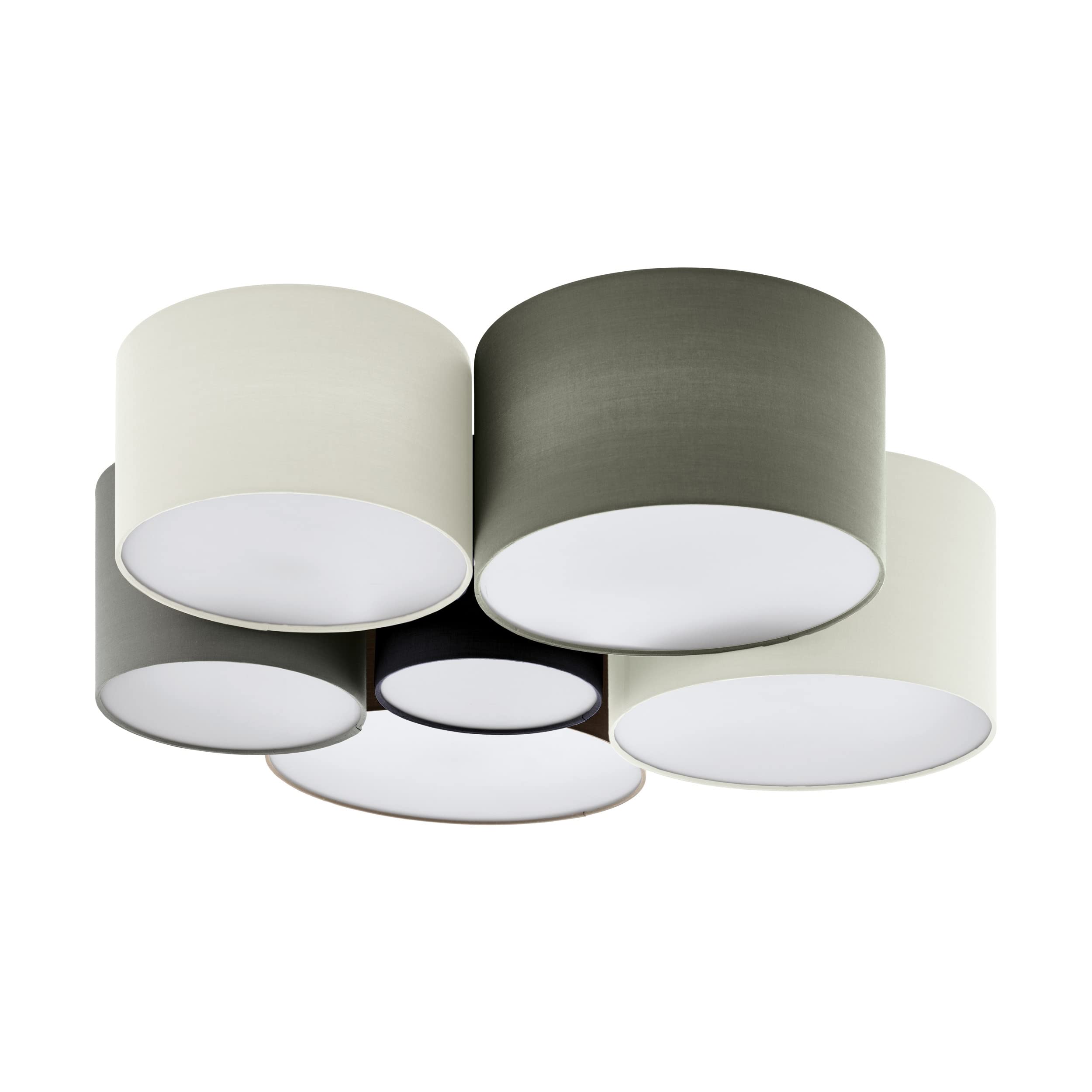 Eglo Pastore 6-Flame Textile Ceiling Light, Material: Steel, Fabric, Colour: White, Brown, Grey, Black, Socket: E27