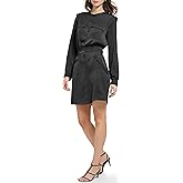DKNY Polyester Short Button Front Long Sleeve Dress
