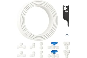 DMTVAL Professional 1/4" OD Tubing Water Line Kit for Refrigerator Ice Makers, 32.8 ft Ice Maker Water Line Kit for RO Water Systems with Fittings(White)