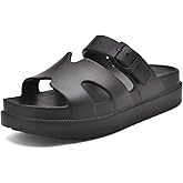 Haifago Womens Platform Sandals with Arch Support, Summer Beach Slides Adjustable Buckle Women H-Strap Chunky Sandal Comfort Lightweight