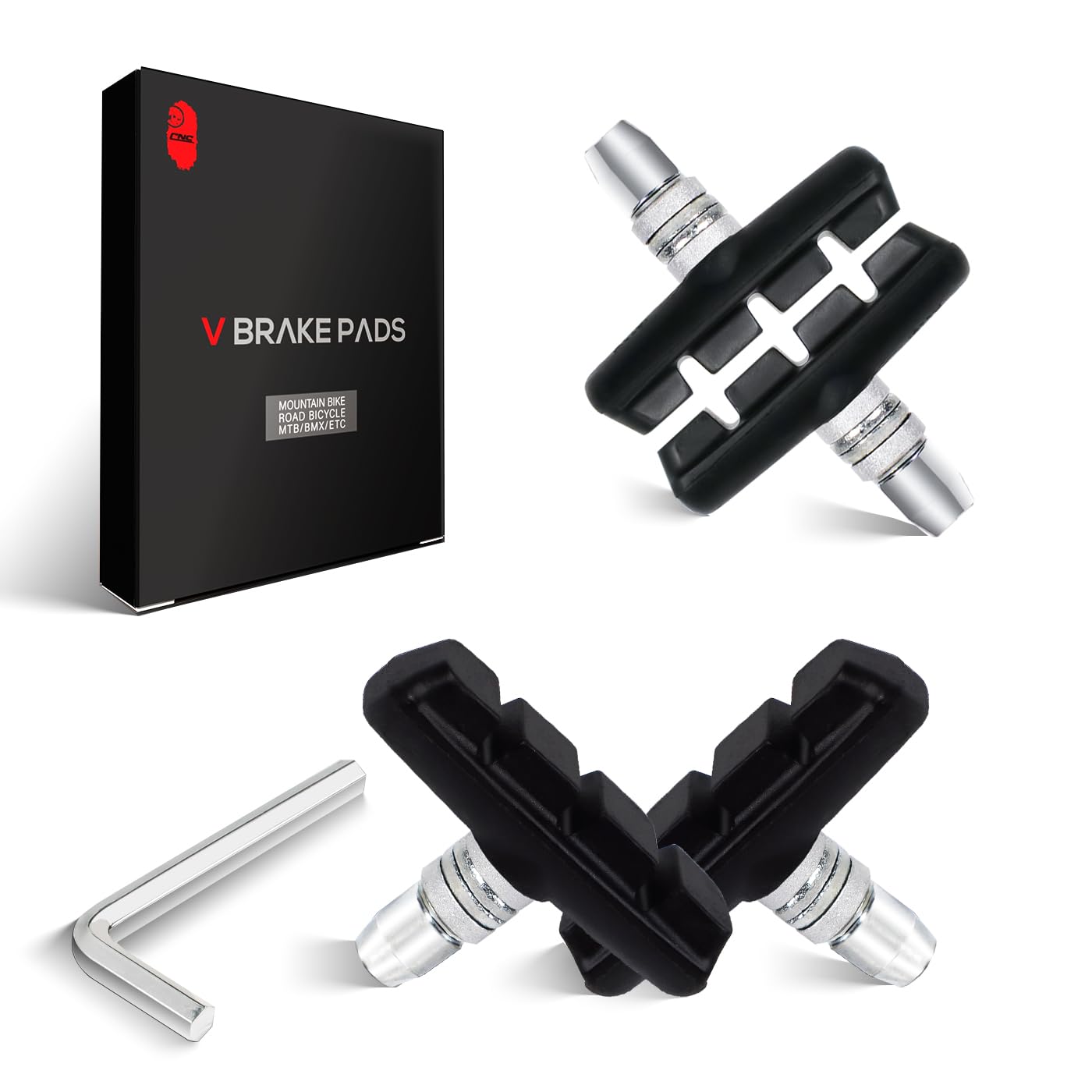 CNCLOL Bike V Brake Pads, Bicycle V Brake Blocks，55/70mm Cantilever Brake Shoes Pads for Mountain/Road/Kids/MTB/Children's/Cycle Bike..Black