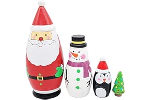 Christmas Tree Nesting, Holiday Nesting | Handmade Christmas Wooden Nesting Doll | Russian Nesting Set, Decoration Figures Pa