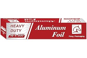 PONY PACKAGING Heavy Duty Aluminum Foil Roll for Food 18 Inches 500 FT Heavy Duty Food Safe Foil Wrap