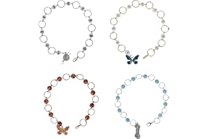 ZFLYCANP 4Pcs 4 Style Knitting Row Counter Chains Set, Metal Charm Chain, Various Styles Combination, Enduring Compact and Po