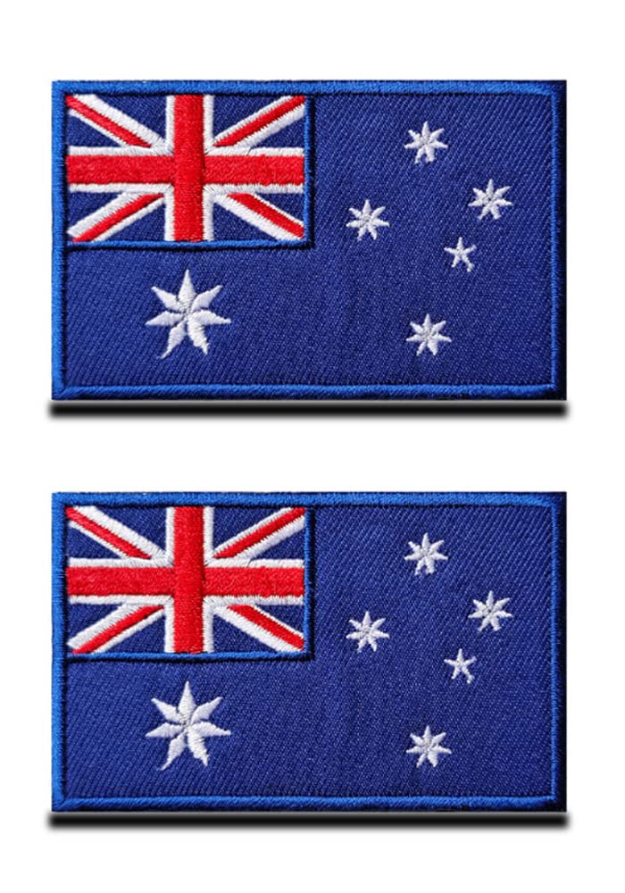 Zcketo 2 PCS Australia Flag Patches Hook and Loop Fastener Embroidered Tactical Military National Australian Patch for Attach to Caps,Bags,Backpacks,Vest,Uniforms,Team,Tactical Clothes — image 1