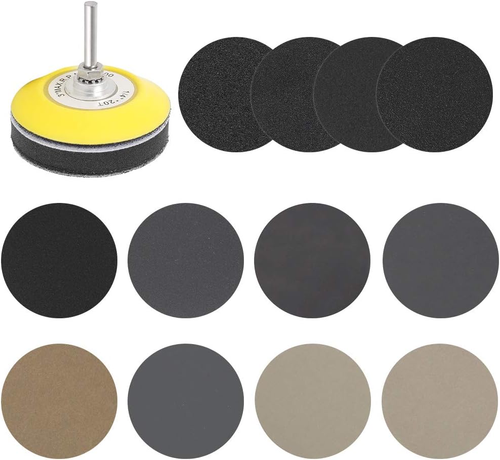 180Pcs 3 Inch (75mm) Sanding Discs Hook and Loop Wet and Dry Sanding Paper Disc 60/80/100/150/240/400/800/1200/2000/3000/5000/10000 Grits Sandpaper Disk Grinding Polishing Sand Paper Sheets