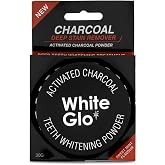 White Glo Activated Charcoal Teeth Whitening Powder, Highly Absorbent to Clean Deep Stains and Discolouration, Fresh Mint Flavour
