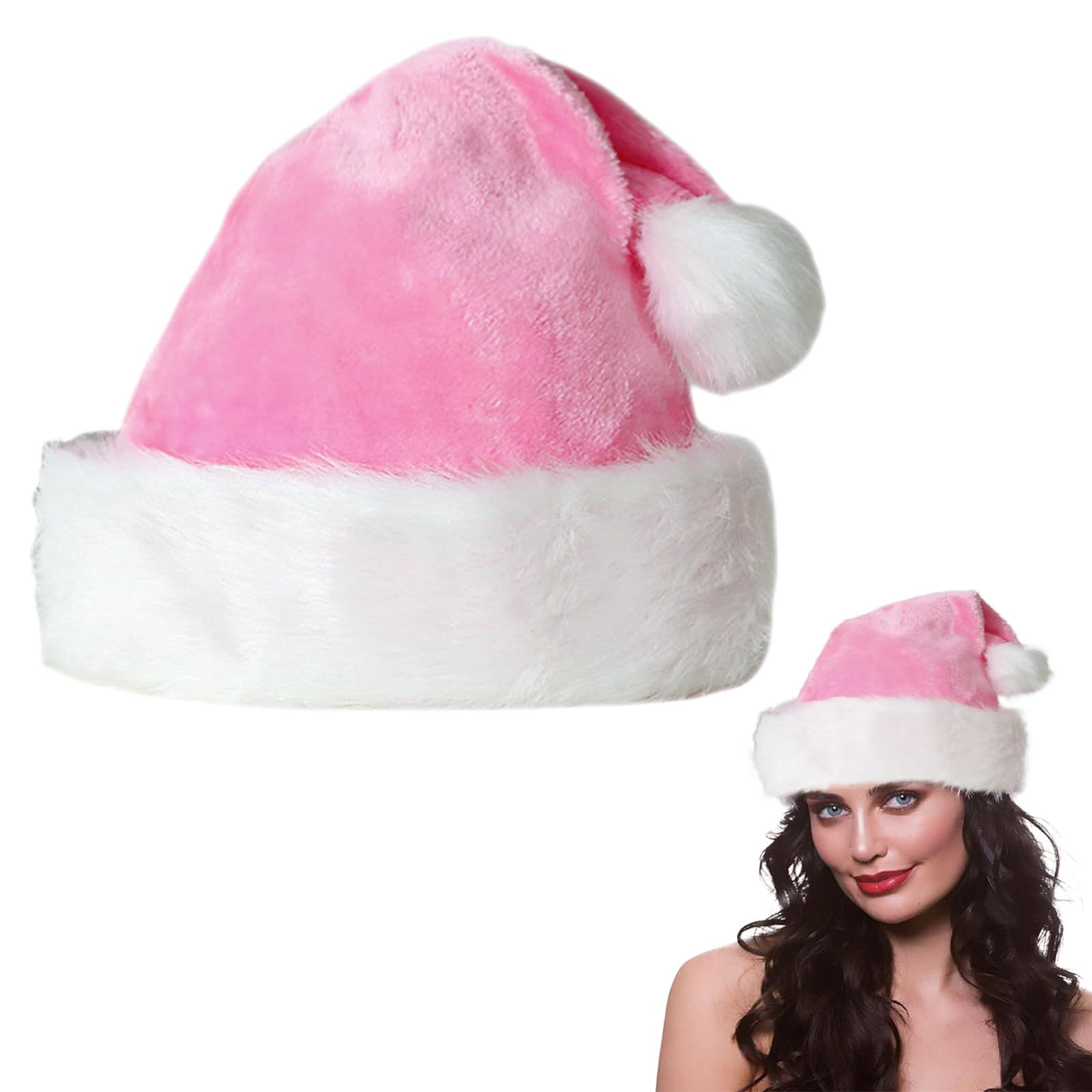 Santa Hat Christmas Hats for Kids and Adults,Unisex Classic Velvet Comfort Extra Xmas Holiday Hat,Thicken Luxury Santa Hats Plush Christmas Santa Claus Hats for Christmas New Year Party Supplies