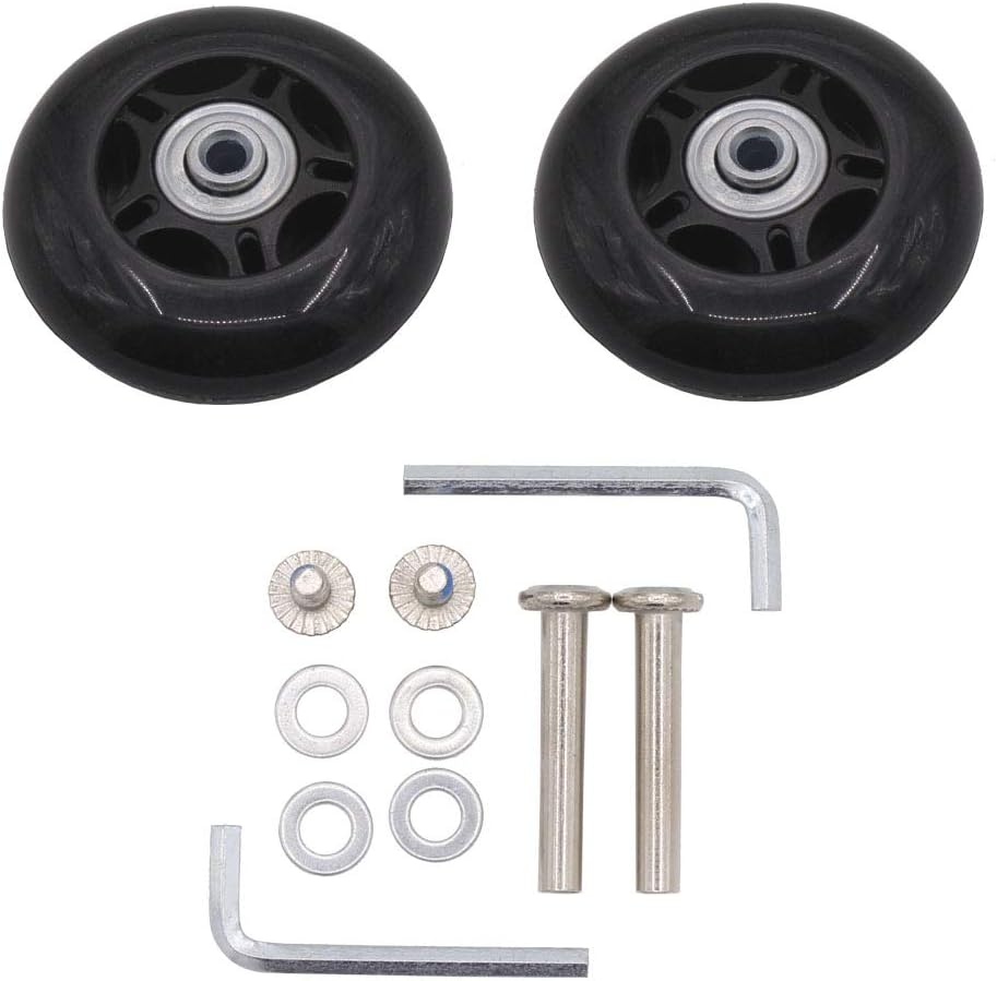Leen4You Luggage Suitcase Replacement Wheels with Screws Axles Repair Tool for Luggage Suitcase Trolley,Skate Replacement Wheels Black (Pack of 2) (70mm x 24mm x 6mm) - Image 3