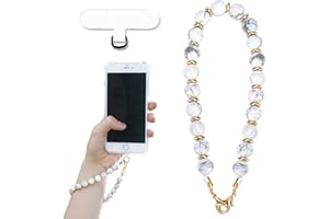 VICHUNHO Marble Beaded Phone Wrist Strap, Cellphone Lanyard with Tether Tab, Hands-Free Wristlet Bracelet