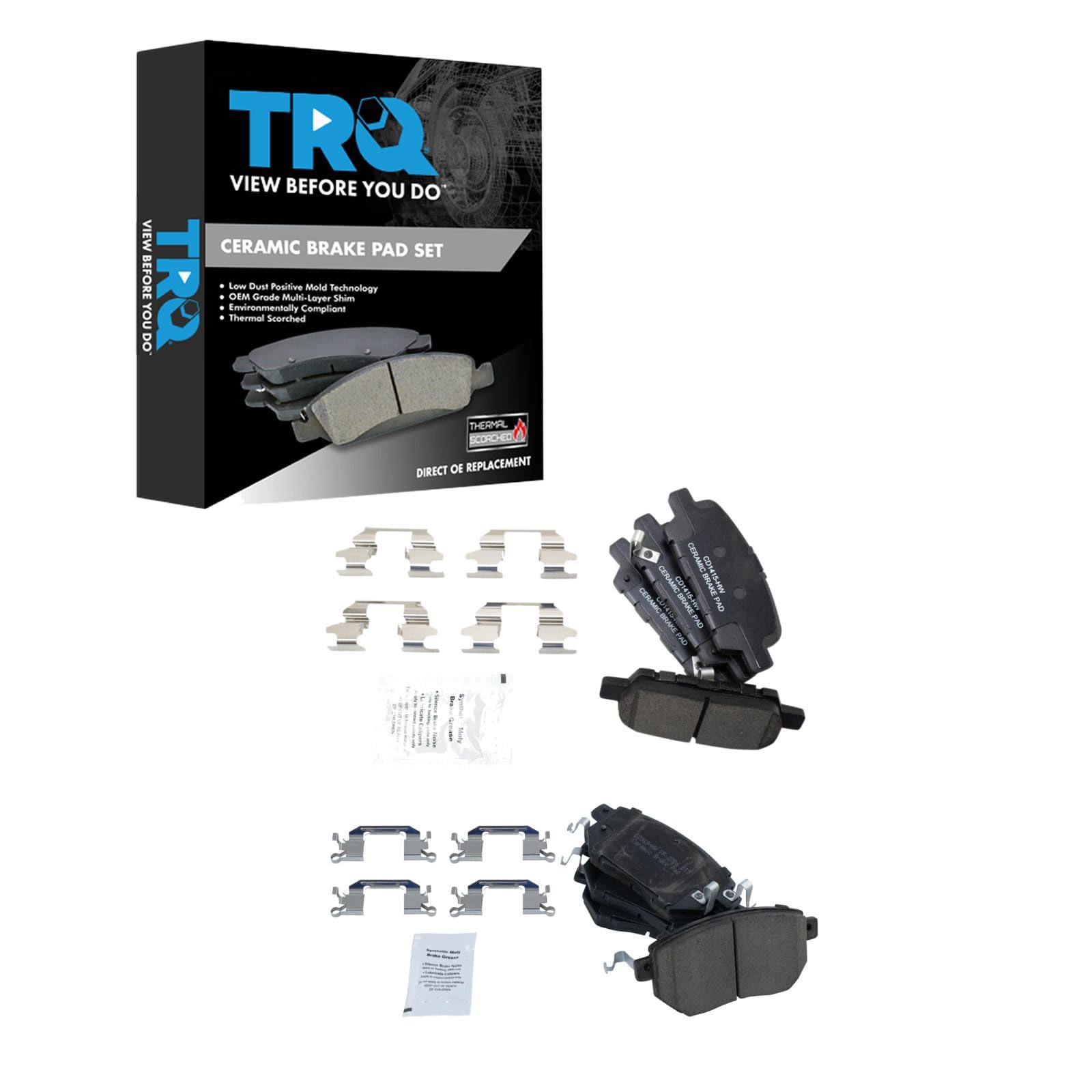 TRQ Brake Pads Ceramic Compatible with 2003-2005 INFINITI FX35 FX45 2005-2006 Nissan Altima 2004-2008 Maxima 2003-2012 Murano Image