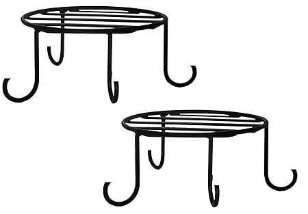 TRUPHE Metal J Type Flower Pot Stand, Black, length - 20 cm, height- 10 cm, 2 Pieces