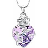 zeqingjw Crystal Heart Cremation Jewelry Flower Urn Necklace for Ashes for Women Human Pet Ashes Holder Pendant Keepsake Urn Memorial Ash Jewelry