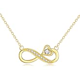 KECHO Gold Infinity Necklace 10K Gold Moissanite Infinty Love Heart Pendant Jewelry Gifts for Women