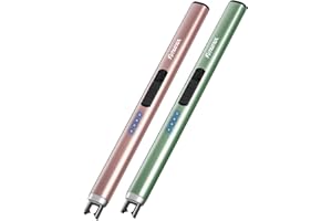 Futratrix Electronic Lighter Arc Windproof Flameless USB Rechargeable Lighter with Safety Lock (2 Pack - Green&Rose Gold)