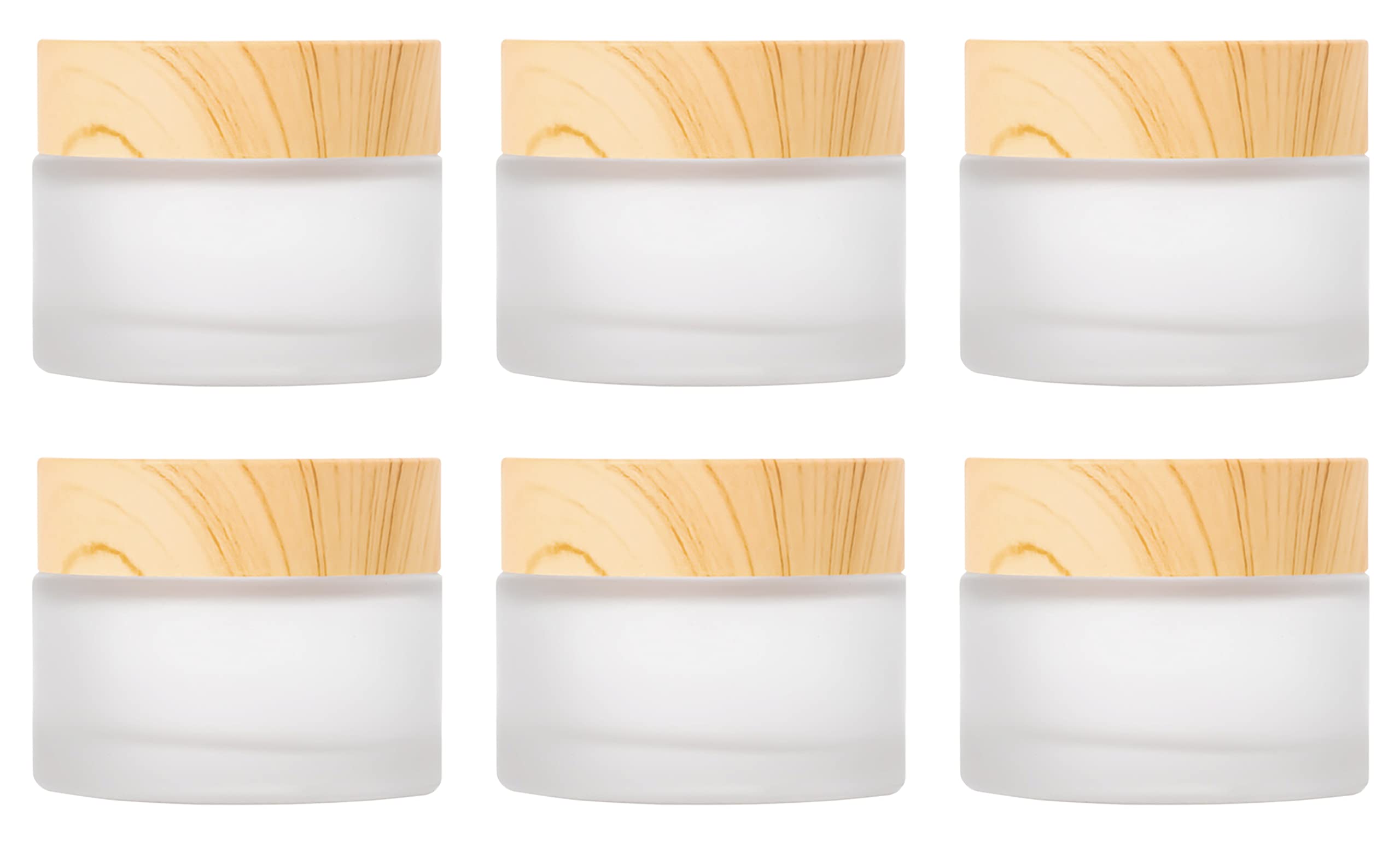 6 Pack Empty Glass Cream Jars, 30ml Frosted Refillable Sample Bottle Glass Cosmetic Containers Travel Cream Pots for Cosmetic Lotion Face Eye Cream Lip Balm