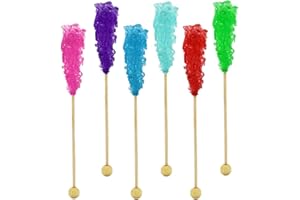 FRUIDLES Rock Candy Lollipops Pops Candy Suckers, Variety Flavor and Color Assortment, 5.5" (6-Pack)