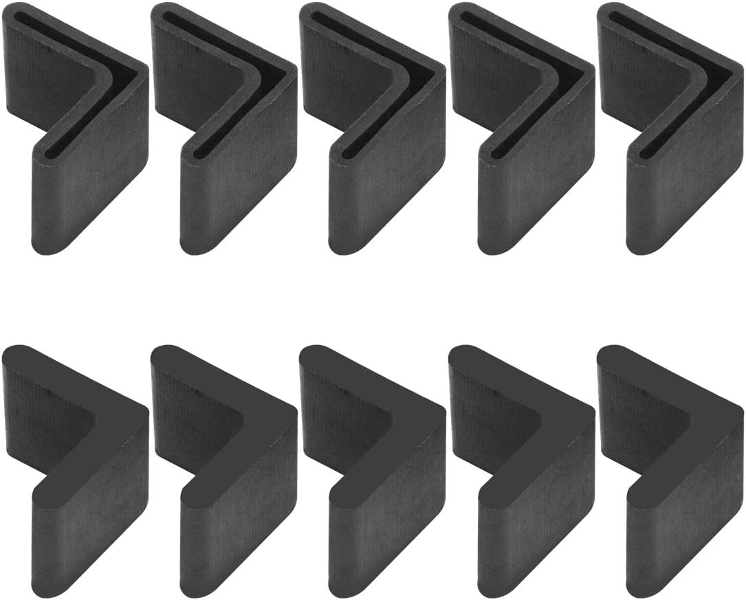 Hilitchi 20 Pcs 35mm x 35mm L Shaped Black Rubber Angle Iron Caps