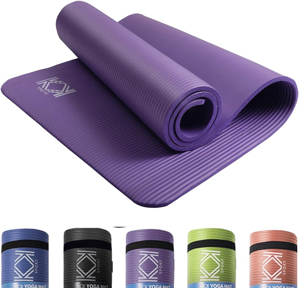 KK Yoga Mat 15mm Thick NBR Non-Slip with Carry Strap Black Blue Purple