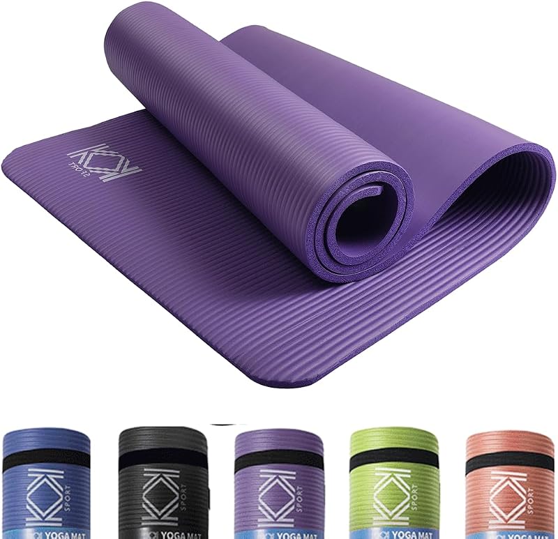 KK Yoga Mat 15mm Thick NBR Non-Slip with Carry Strap Black Blue Purple