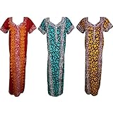 Womens Morgan Kaftan Maxi Dress Printed Cotton Caftan Nightdress L Lot Of 3