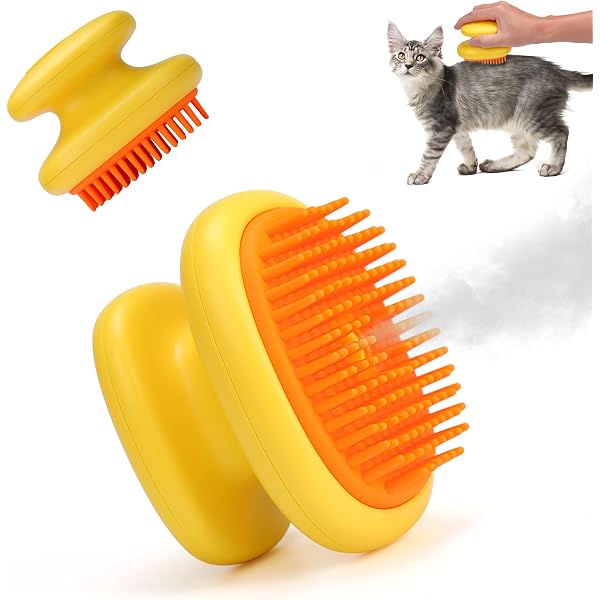 Self-Cleaning Cat Brush - 2-in-1 Silicone Massage & Grooming Tool For Short/Long Hair Cats & Dogs (Light Blue, 9.5x14.5cm)-283489