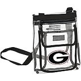 Logo Brands NCAA Georgia Bulldogs Gameday Clear Crossbody Bag - Stadium Approved, Adjustable Strap, Two Pockets, Front Zipper Pocket